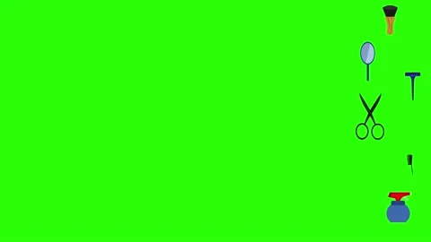 Barber shop tools flat elements animation on green screen Stock Footage 151807767