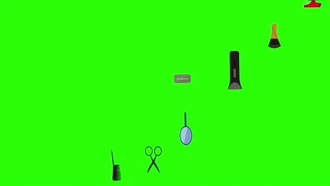 Barber shop tools flat elements animation on green screen Stock Footage 151807768