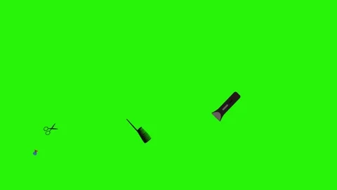 Barber shop tools flat elements animation on green screen Stock Footage 151807771