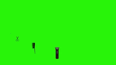 Barber shop tools flat elements animation on green screen Stock Footage 151807775
