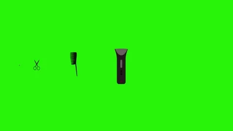 Barber shop tools flat elements animation on green screen Stock Footage 151807776