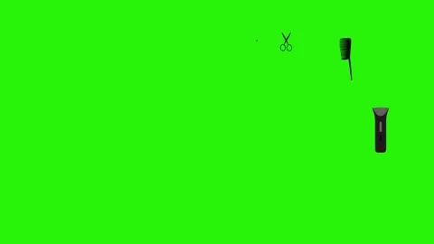 Barber shop tools flat elements animation on green screen Stock Footage 151807777