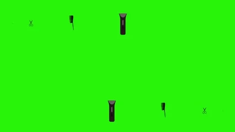 Barber shop tools flat elements animation on green screen Stock Footage 151807779