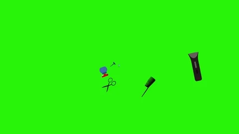 Barber shop tools flat elements animation on green screen Stock Footage 151807780