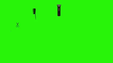 Barber shop tools flat elements animation on green screen Stock Footage 151807781