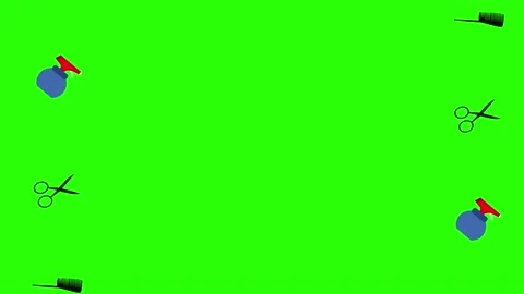 Barber shop tools flat elements animation on green screen Stock Footage 151807799