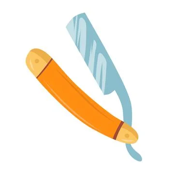Barber straight razor in flat design. Professional shaving accessory. Vecto.. Stock Illustration