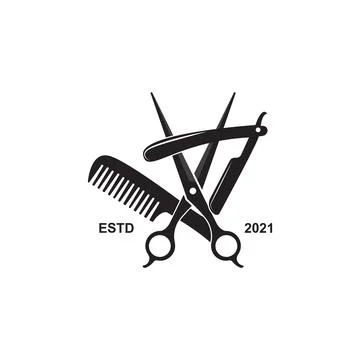 Barber tool scissors logo icon background symbol Stock-Illustration