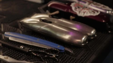 Barber toolkit on the table Видео 200204066