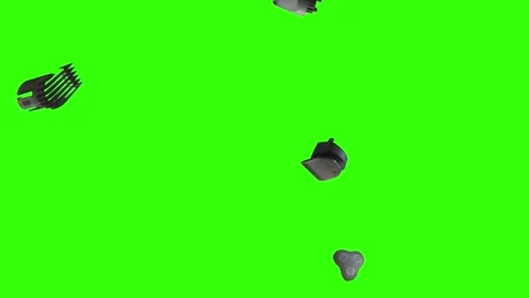 Barber tools and accessories floating on a green screen background Stock-Footage 340048843