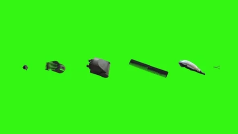 Barber tools and accessories floating on a green screen background Stock-Footage 340048857