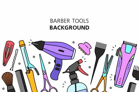 Barber tools background Stock Illustration