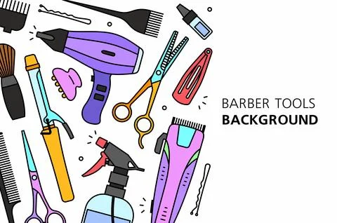 Barber tools background Stock Illustration