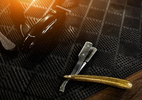 Barber tools - a dangerous razor 写真素材