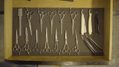 The barber tools in the drawer Video stock 71606870