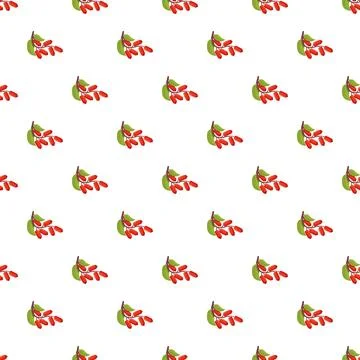 Barberry berries repeating pattern on white background Stock Illustration