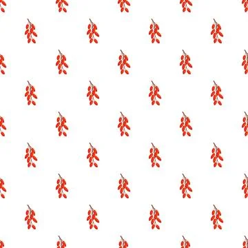Barberry berry branches creating a seamless pattern Stock Illustration