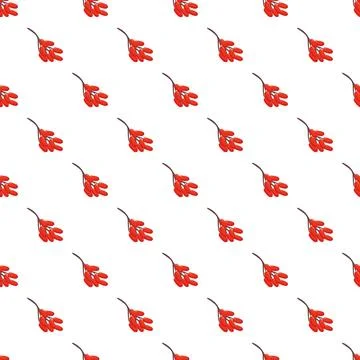 Barberry branches creating a seamless red berry pattern 스톡 일러스트