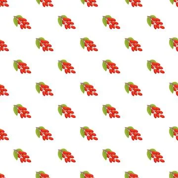 Barberry branches seamless pattern repeating berries decor Stock Illustration