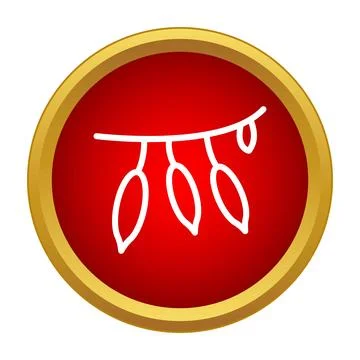 Barberry fruit branch hanging in red icon Illustrazione stock