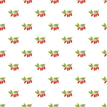Barberry pattern featuring red berries and green leaves Stockillustratie