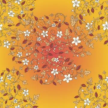 Barberry pattern. seamless floral texture with berries Stock Illustration