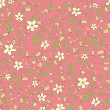 Barberry pattern. seamless floral texture with berries Stock Illustration