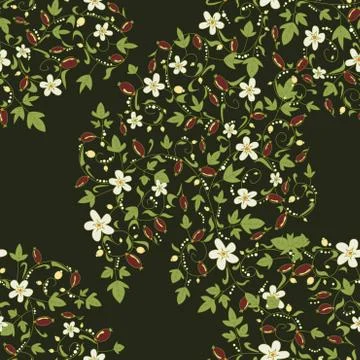 Barberry pattern. seamless floral texture with berries Stock Illustration