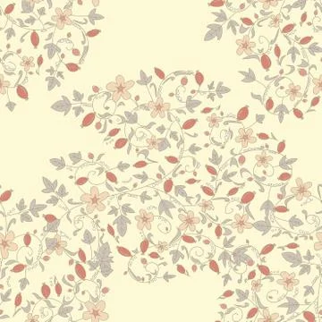 Barberry pattern. seamless floral texture with berries 스톡 일러스트