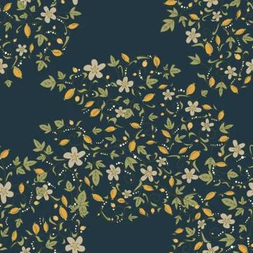 Barberry pattern. seamless floral texture with berries Stock Illustration