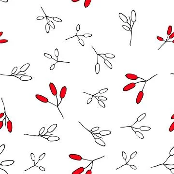 Barberry seamless pattern. Hand drawn berry background. Stock Illustration