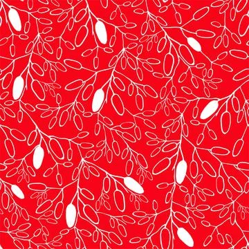 Barberry seamless pattern. Hand drawn berry background. 스톡 일러스트