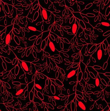 Barberry seamless pattern. Hand drawn berry background. Stock Illustration