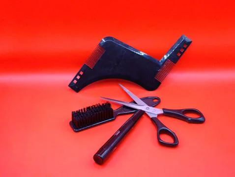 The barber's kit is lying down Stock Photos