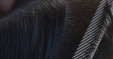 Barbers master makes styling with a comb close up Stock Footage 72266046