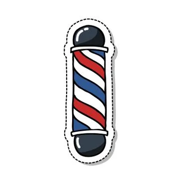 Barbers pole doodle icon, vector sticker illustration Stock Illustration