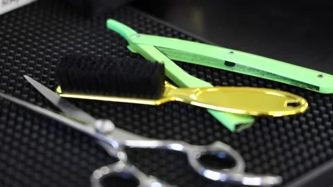 Barber's Scissors and Razor Stock Footage 236812007