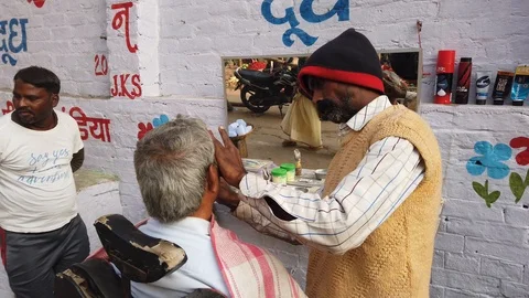 Barbers of Varanasi Stock Footage 116550038
