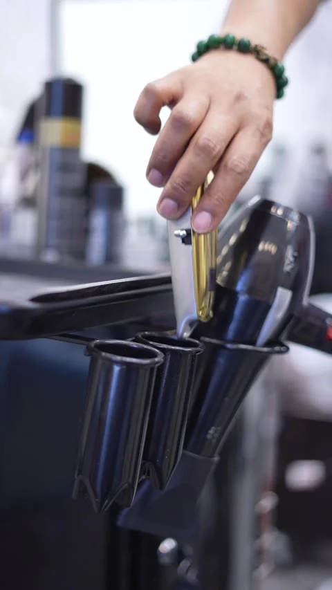 Barber's Workstation with Tools Stock Footage 314899641