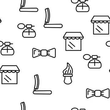 Barbershop Accessories Vector Seamless Pattern Stock Illustration
