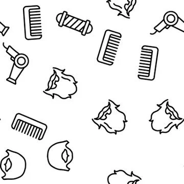 Barbershop Accessories Vector Seamless Pattern Stock Illustration