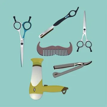 Barbershop elements objects Stockillustratie