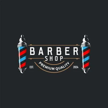 Barbershop Logo, Barber Scissors Vector, Old Design Retro Vintage Typograph.. Stock Illustration