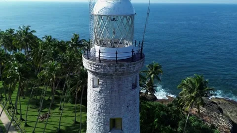 Barberyn Lighthouse Cinematic Close Up Drone Shot Video stock 313976832