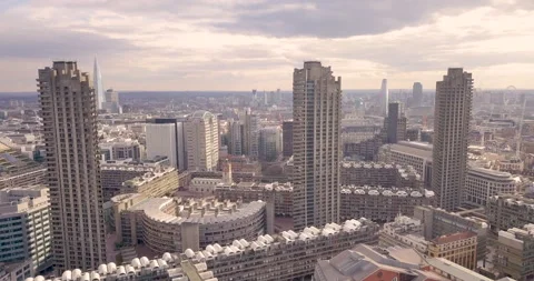Barbican Center - London Drone Shots Daylights Stock Footage