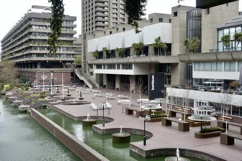 Barbican Lakeside at lockdown Stock Photos