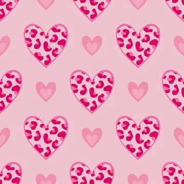 Barbie seamless pattern of hearts pink vector hearts background texture Stock Illustration
