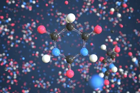 Barbituric acid molecule. Conceptual molecular model. Chemical 3d rendering Stock Illustration
