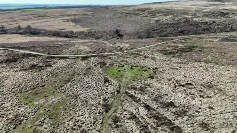 Barbrook I stone circle beside a moorland track in the Peak District Video stock 346236741