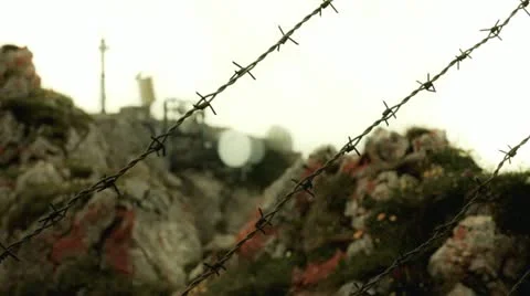 Barbwire blocking radar station color corrected Stock-Footage 11903338